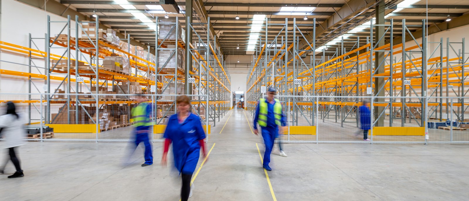 A busy distribution warehouse
